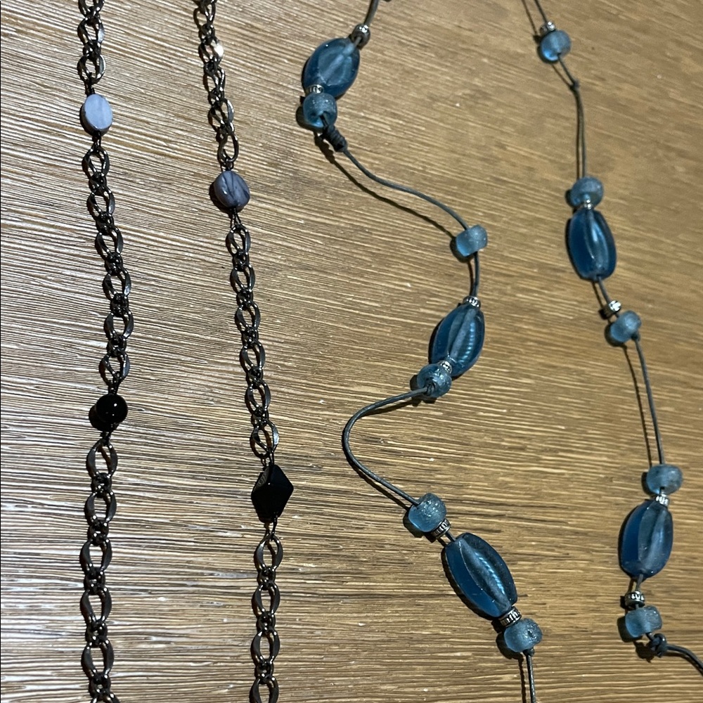 NEW Handmade Blue and Black / Silver Necklaces